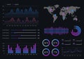 Infographic dashboard template with graphs, charts and diagrams. Ui design graphic elements. Vector illustration Royalty Free Stock Photo